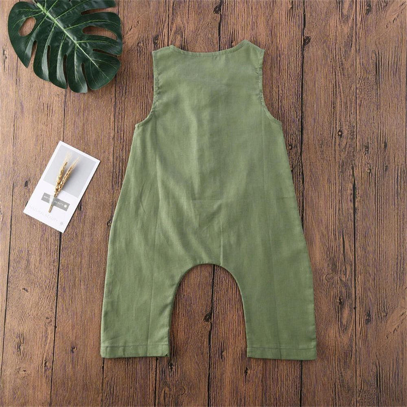Baby Boys Casual Pocket Solid Color Romper Cheap Baby clothing Online Wholesale - PrettyKid