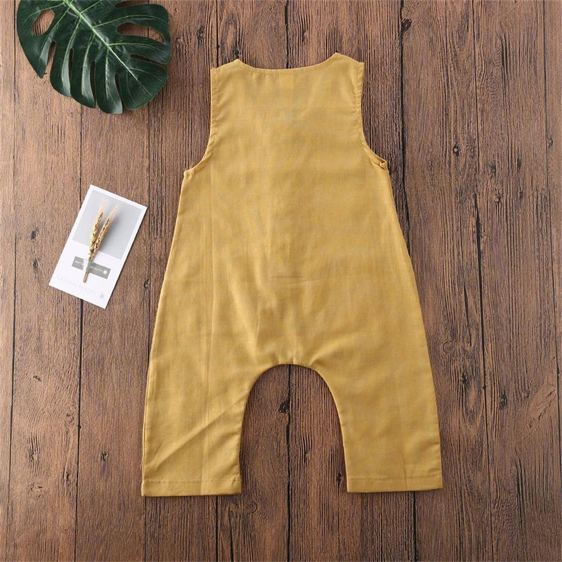 Baby Boys Casual Pocket Solid Color Romper Cheap Baby clothing Online Wholesale - PrettyKid