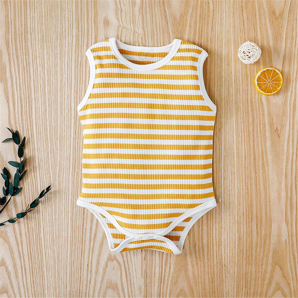 Baby Unisex Casual Stripe Summer Sleeveless Romper Baby clothing Wholesale Bulk - PrettyKid