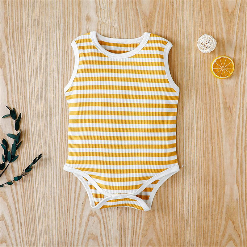 Baby Unisex Casual Stripe Summer Sleeveless Romper Baby clothing Wholesale Bulk - PrettyKid