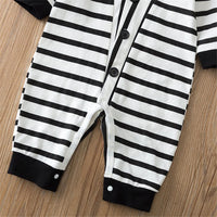 Baby Unisex Casual Striped Button Romper & Hat Baby Clothing Wholesale - PrettyKid