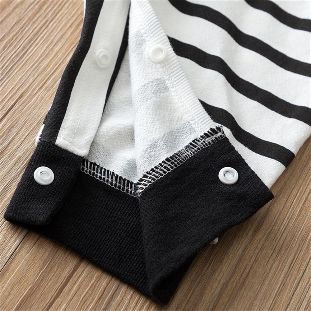 Baby Unisex Casual Striped Button Romper & Hat Baby Clothing Wholesale - PrettyKid