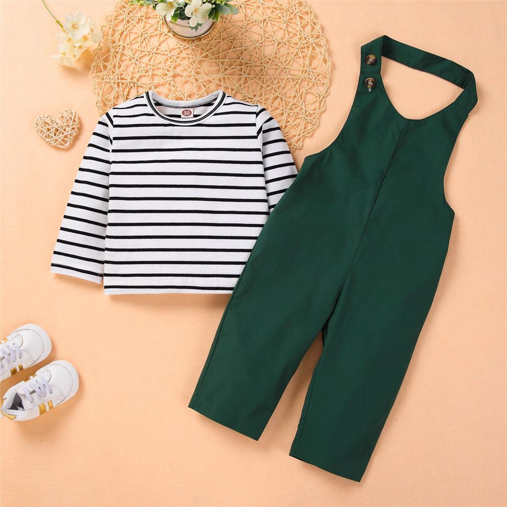 Toddler Girl Casual Striped Long Sleeve Top & Jumpsuit Wholesale Girls - PrettyKid