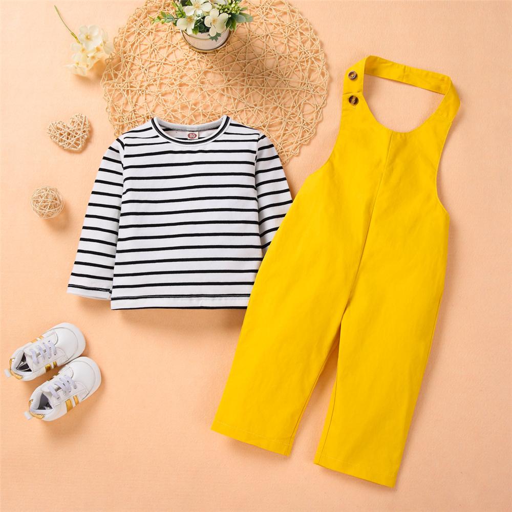 Toddler Girl Casual Striped Long Sleeve Top & Jumpsuit Wholesale Girls - PrettyKid