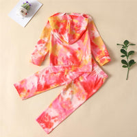 Girls Casual Tie Dye Hooded Long Sleeve Tracksuit Girls Clothing Wholesalers - PrettyKid