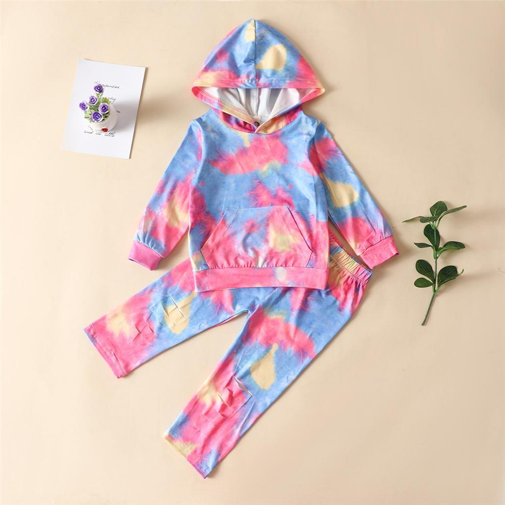 Girls Casual Tie Dye Hooded Long Sleeve Tracksuit Girls Clothing Wholesalers - PrettyKid