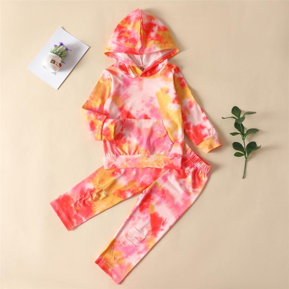 Girls Casual Tie Dye Hooded Long Sleeve Tracksuit Girls Clothing Wholesalers - PrettyKid