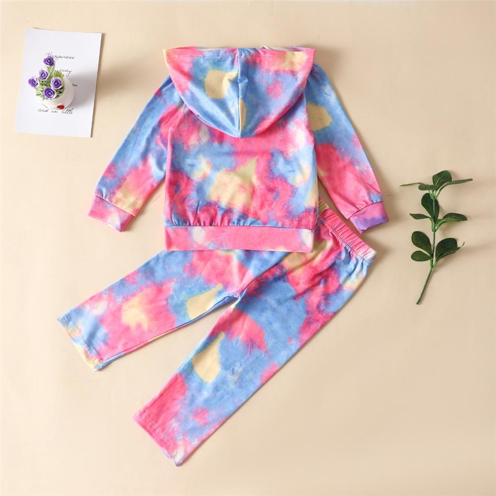 Girls Casual Tie Dye Hooded Long Sleeve Tracksuit Girls Clothing Wholesalers - PrettyKid