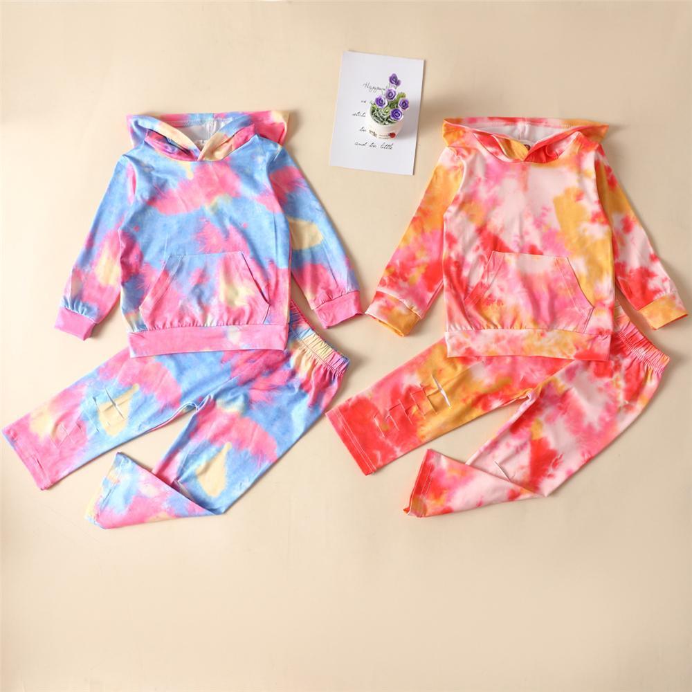 Girls Casual Tie Dye Hooded Long Sleeve Tracksuit Girls Clothing Wholesalers - PrettyKid