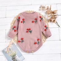 Baby Girls Cherry Ball Long Sleeve Crew Neck Romper Baby Clothes Vendors - PrettyKid