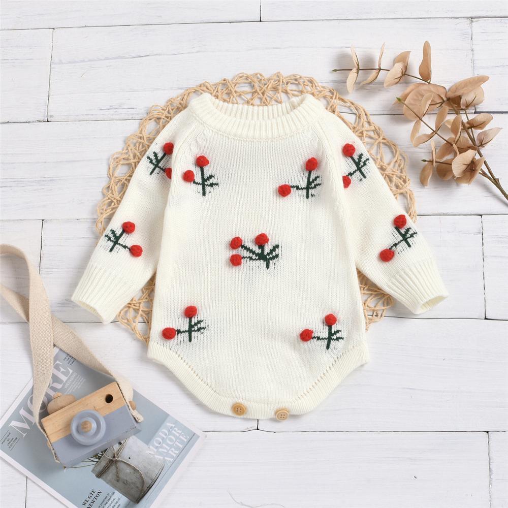 Baby Girls Cherry Ball Long Sleeve Crew Neck Romper Baby Clothes Vendors - PrettyKid