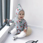 Baby Girls Cherry Printed Romper & Hat - PrettyKid