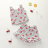 Girls Cherry Printed Striped Sleeveless Top & Shorts Baby clothes Cheap Wholesale - PrettyKid