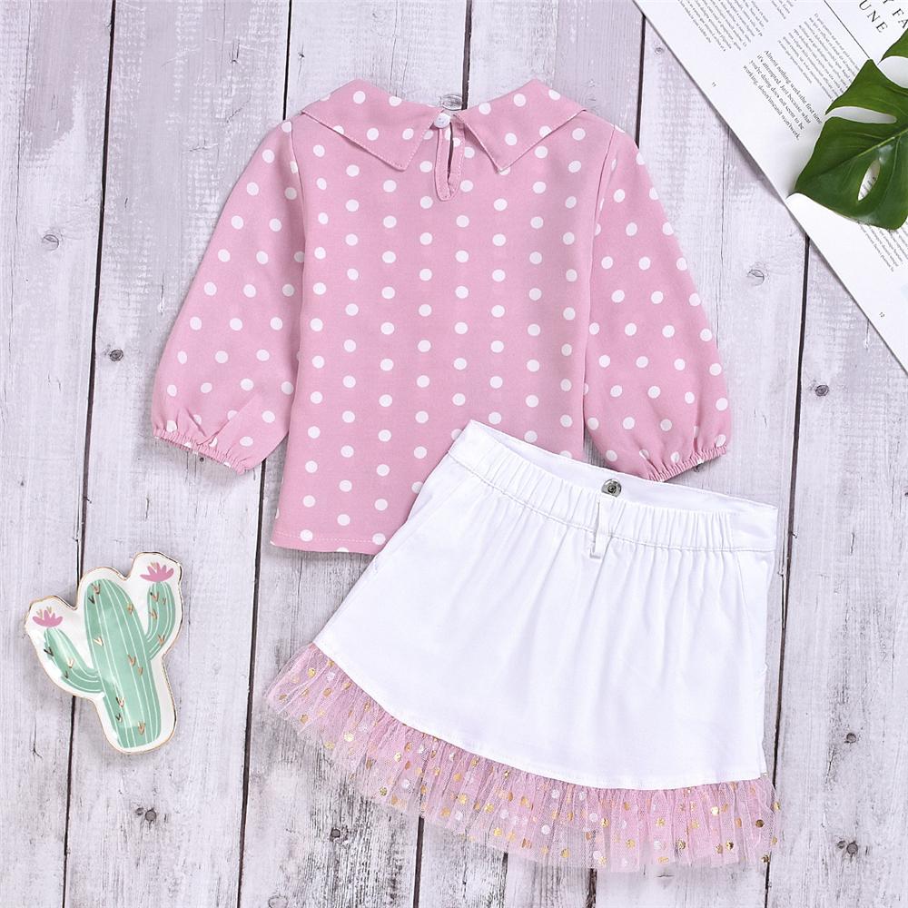 Toddler Girls Chiffon Polka Dot Top & Skirt Wholesale Girls - PrettyKid