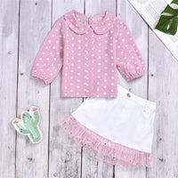 Toddler Girls Chiffon Polka Dot Top & Skirt Wholesale Girls - PrettyKid