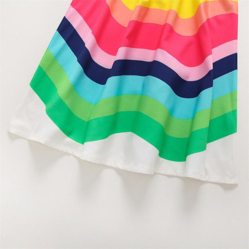 Girls Chiffon Rainbow Printed Suspender Dress Wholesale Childrens Dresses - PrettyKid
