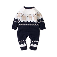 Baby Boys Christmas Cartoon Elk Long Sleeve Romper - PrettyKid