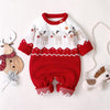 Baby Boys Christmas Cartoon Elk Long Sleeve Romper - PrettyKid