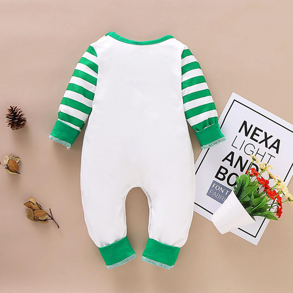 Baby Christmas Deer Striped Long Sleeve Romper - PrettyKid