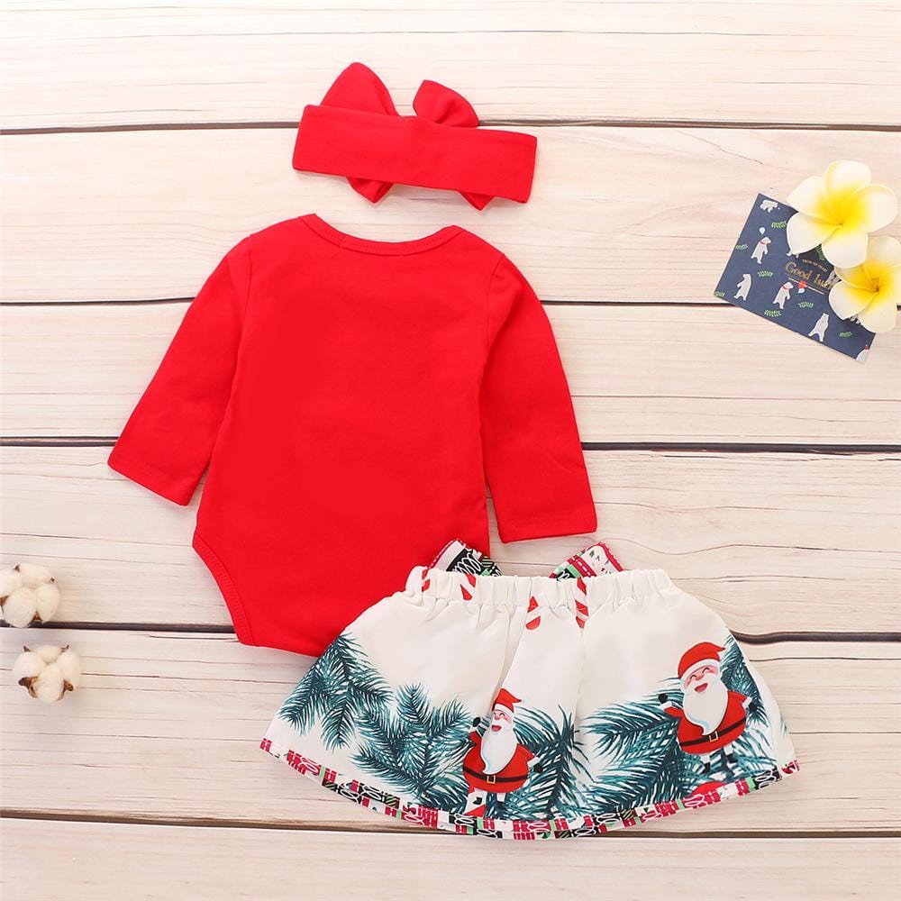 Baby Girls Christmas Long Sleeve Romper & Skirt Bulk Baby Clothes Online - PrettyKid