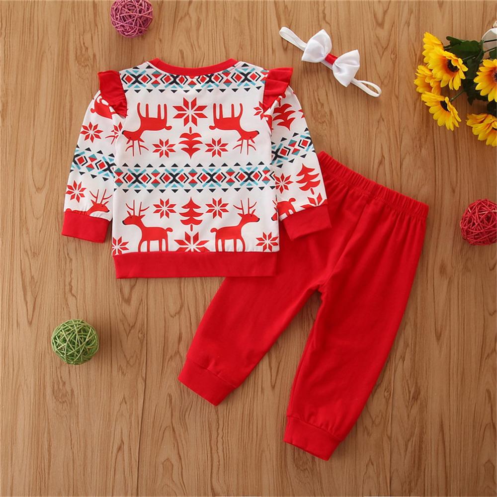 Girls Christmas Long Sleeve Top & Pants & Headband Toddler Girls Wholesale - PrettyKid
