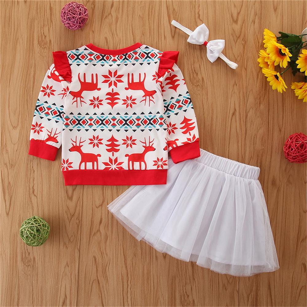 Girls Christmas Long Sleeve Top & Tulle Skirt & Headband Girls Clothing Wholesale - PrettyKid