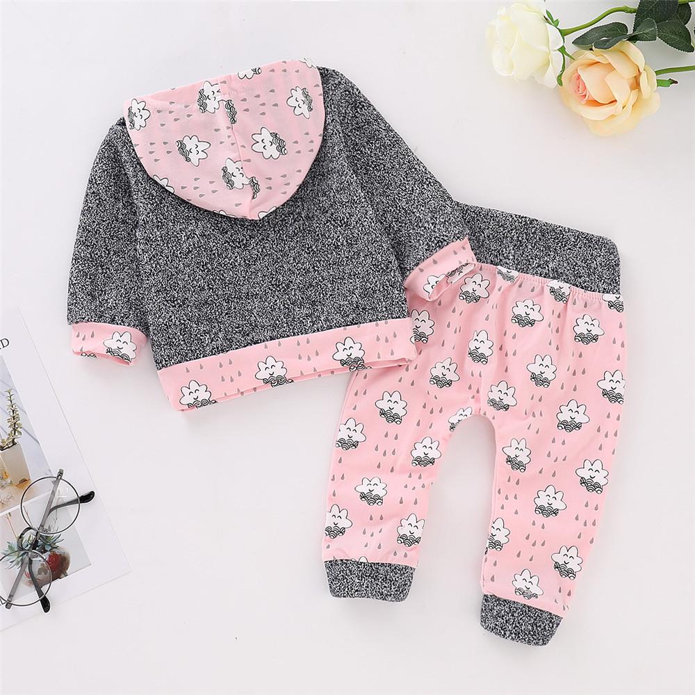 Baby Girls Cloud Cartoon Long Sleeve Hooded Tops & Pants - PrettyKid