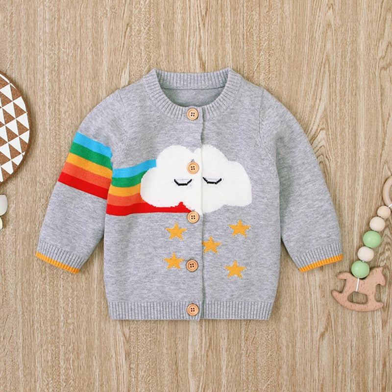 Baby Girls 4PCS Cloud Rainbow Print Long Sleeve Sweaters - PrettyKid