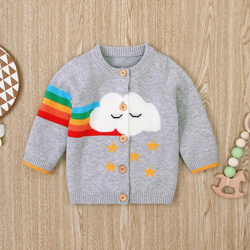Baby Girls 4PCS Cloud Rainbow Print Long Sleeve Sweaters - PrettyKid