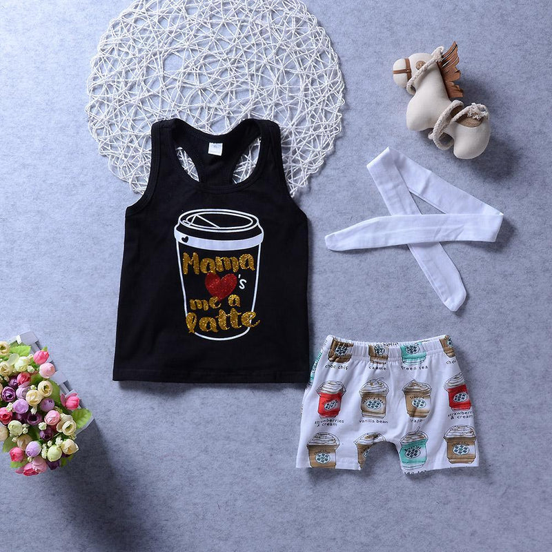 Boys Coffee Letter Printed Sleeveless Top & Shorts Wholesale Toddler Boy clothes - PrettyKid