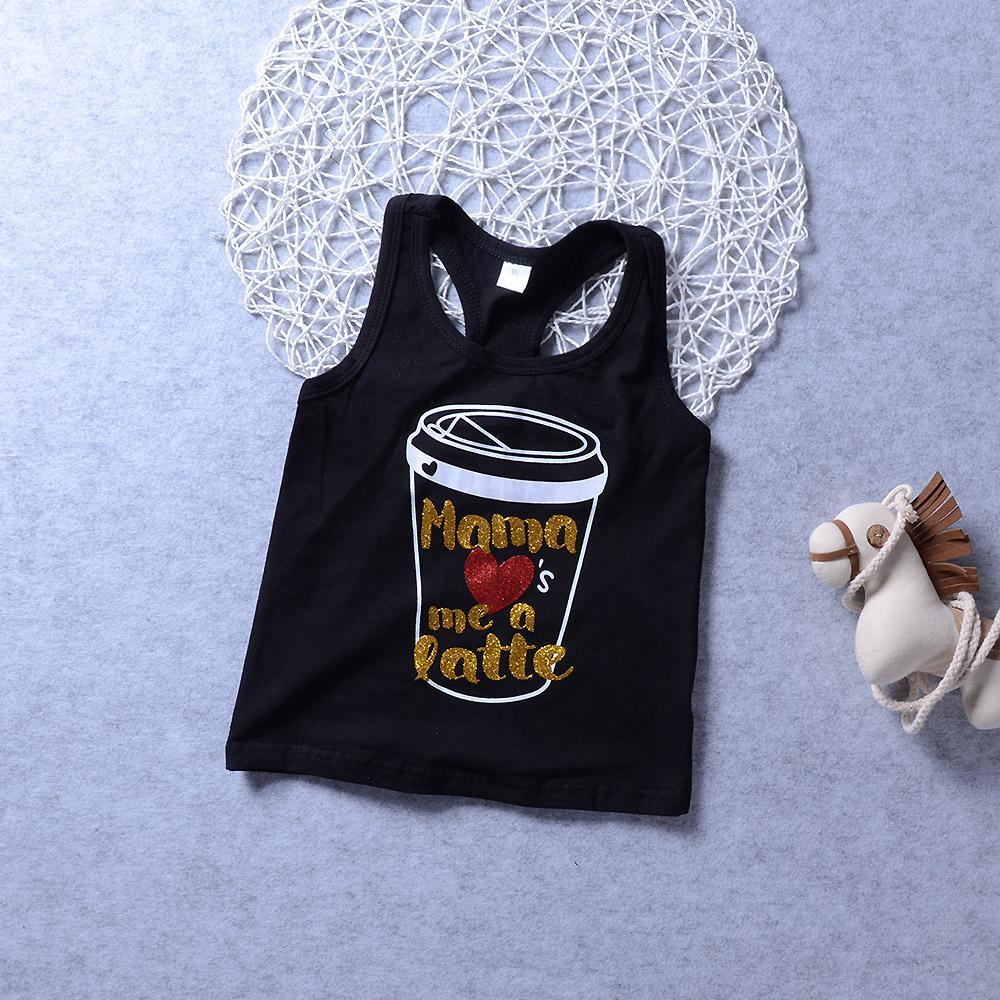 Boys Coffee Letter Printed Sleeveless Top & Shorts Wholesale Toddler Boy clothes - PrettyKid