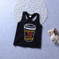 Boys Coffee Letter Printed Sleeveless Top & Shorts Wholesale Toddler Boy clothes - PrettyKid