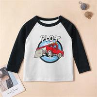 Boys Color Block Car Print Cartton Long Sleeve Tops - PrettyKid