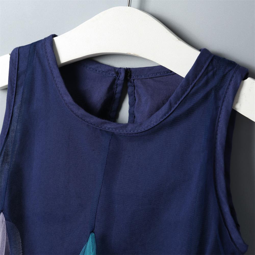 Girls Color Block Chiffon Splicing Sleeveless Dress Kids Wholesale Clothing - PrettyKid