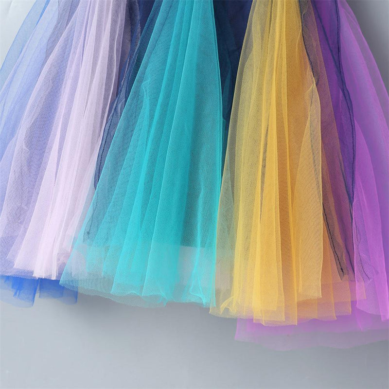 Girls Color Block Chiffon Splicing Sleeveless Dress Kids Wholesale Clothing - PrettyKid