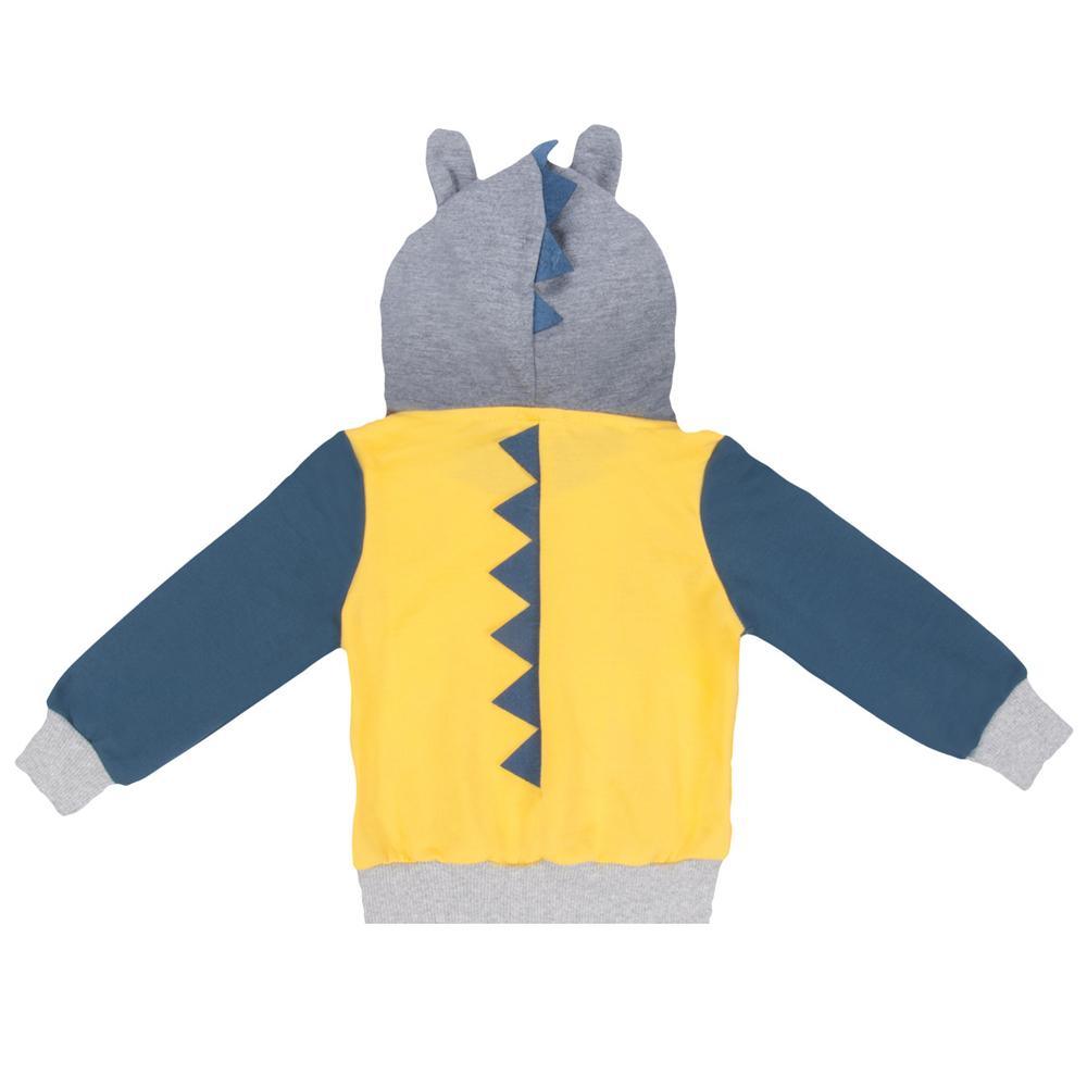 Boys Color Block Crocodile Dinosaur Printed Hooded Jackets Wholesale - PrettyKid