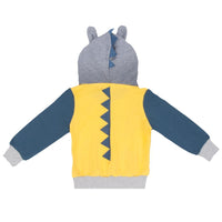 Boys Color Block Crocodile Dinosaur Printed Hooded Jackets Wholesale - PrettyKid