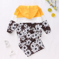 Unisex Color Block Flower Printed Hooded Long Sleeve Top & Pants Kids Wear Wholesale - PrettyKid