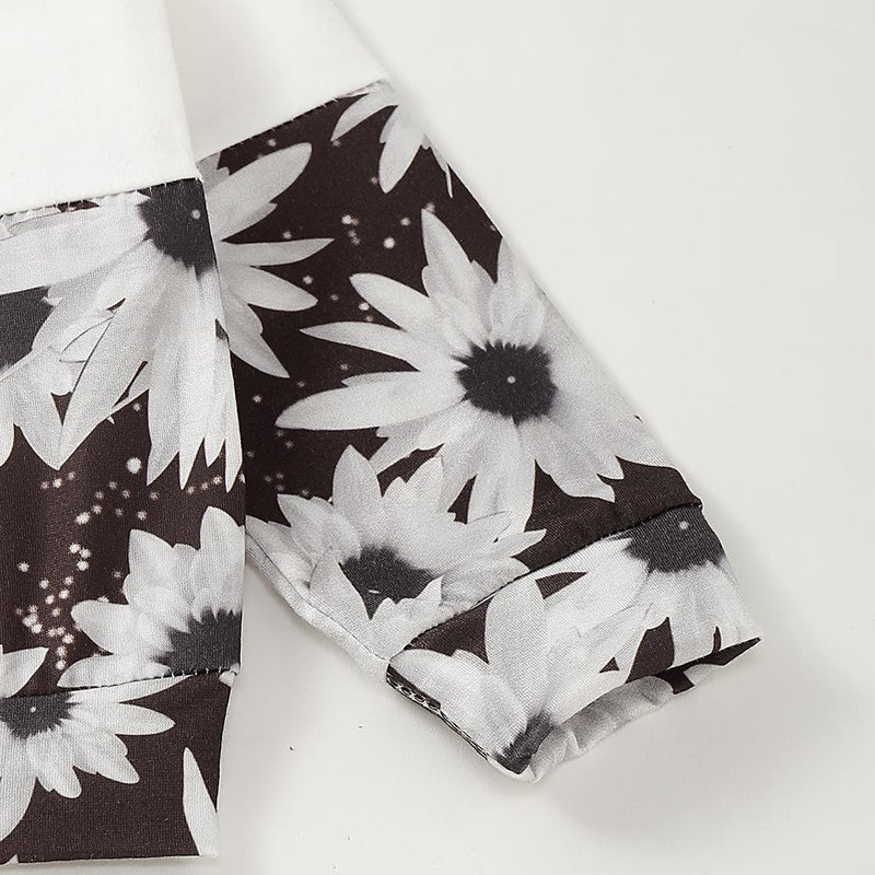 Unisex Color Block Flower Printed Hooded Long Sleeve Top & Pants Kids Wear Wholesale - PrettyKid