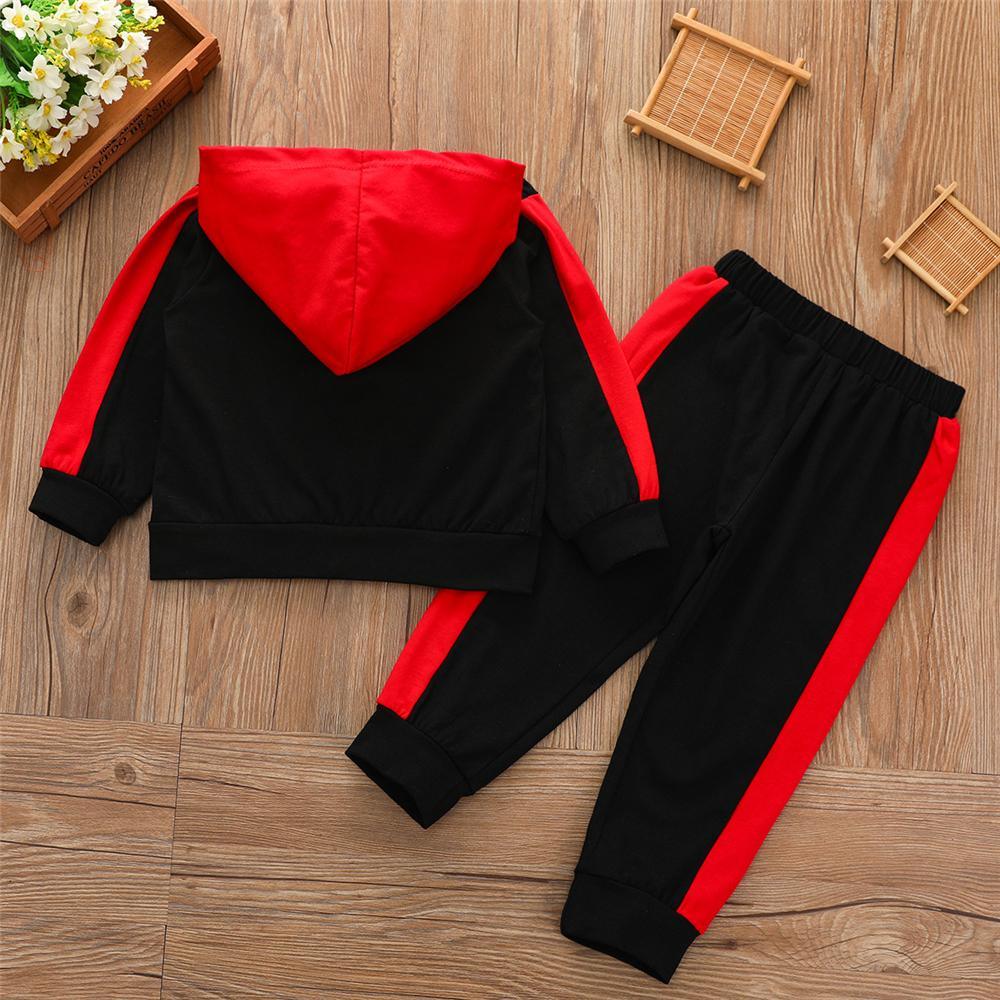 Boys Color Block Hooded Long Sleeve Zipper Tracksuit Wholesale Boys Suits - PrettyKid