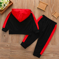 Boys Color Block Hooded Long Sleeve Zipper Tracksuit Wholesale Boys Suits - PrettyKid