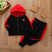 Boys Color Block Hooded Long Sleeve Zipper Tracksuit Wholesale Boys Suits - PrettyKid
