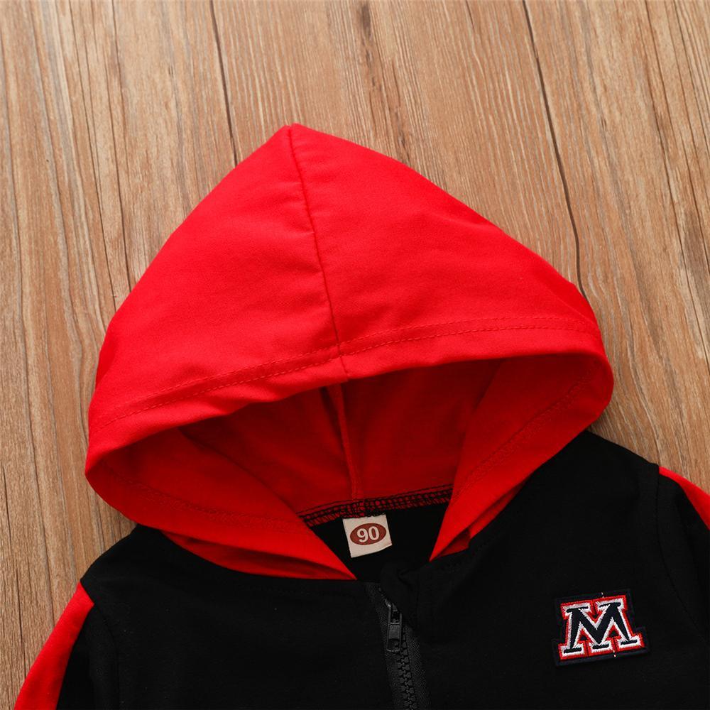 Boys Color Block Hooded Long Sleeve Zipper Tracksuit Wholesale Boys Suits - PrettyKid