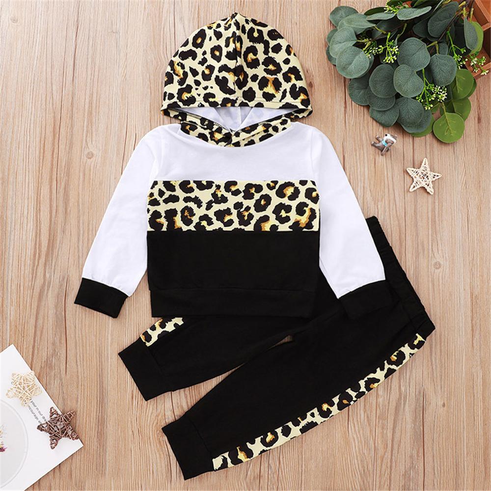 Boys Color Block Leopard Hooded Top & Pants Wholesale Boys Clothing - PrettyKid
