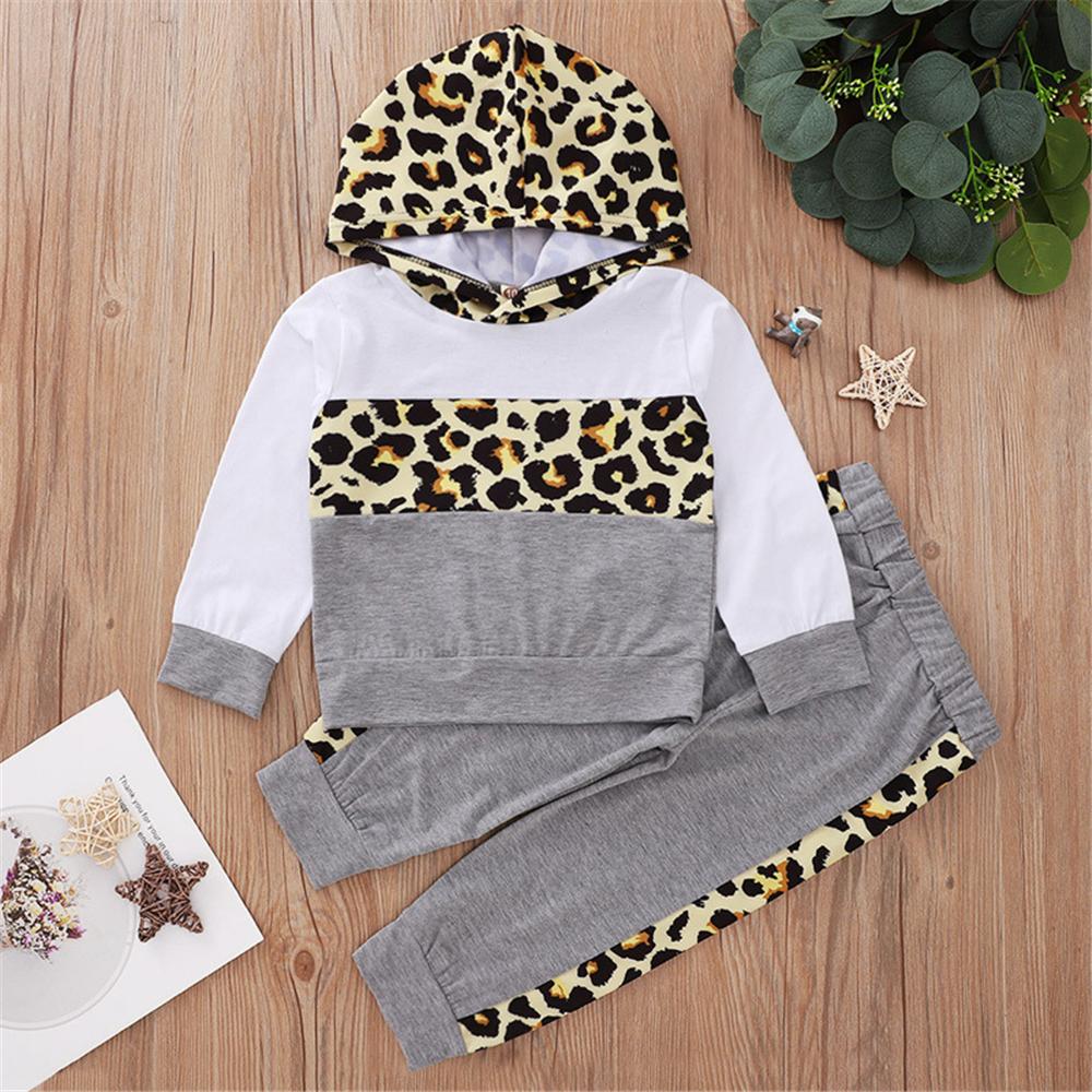 Boys Color Block Leopard Hooded Top & Pants Wholesale Boys Clothing - PrettyKid