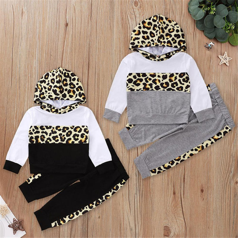 Boys Color Block Leopard Hooded Top & Pants Wholesale Boys Clothing - PrettyKid
