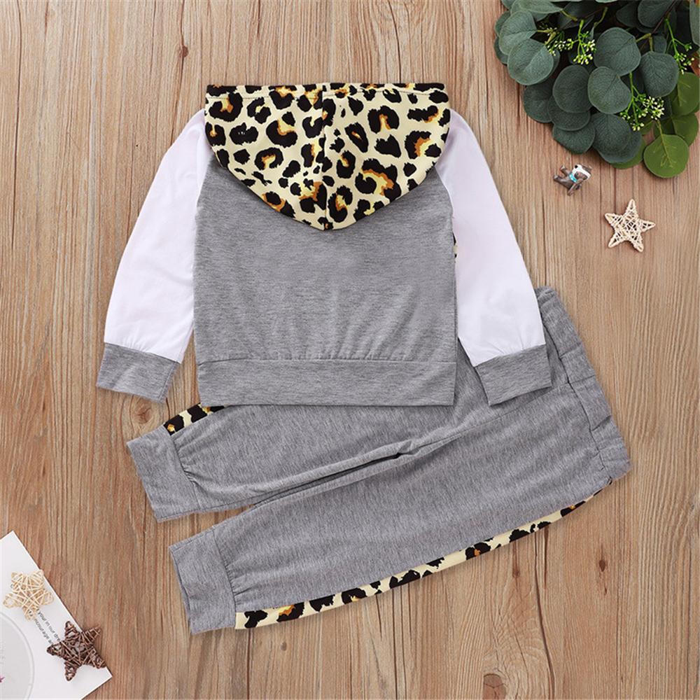 Boys Color Block Leopard Hooded Top & Pants Wholesale Boys Clothing - PrettyKid