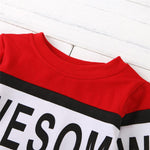 Unisex Color Block Letter Printed Long Sleeve Top Kids Wholesale Clothing - PrettyKid