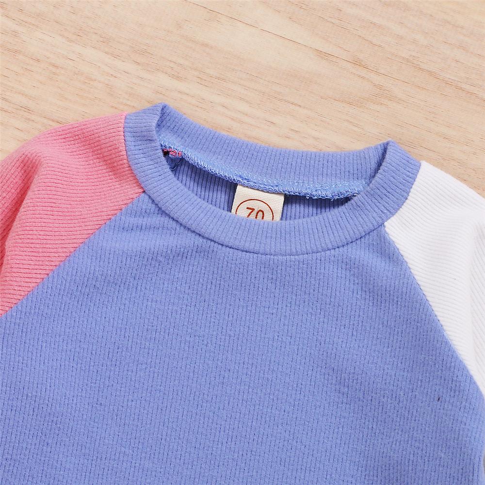 Baby Unisex Color Block Long Sleeve Crew Neck Top & Pants Baby Wholesale Suppliers - PrettyKid