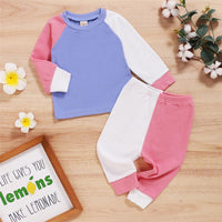 Baby Unisex Color Block Long Sleeve Crew Neck Top & Pants Baby Wholesale Suppliers - PrettyKid